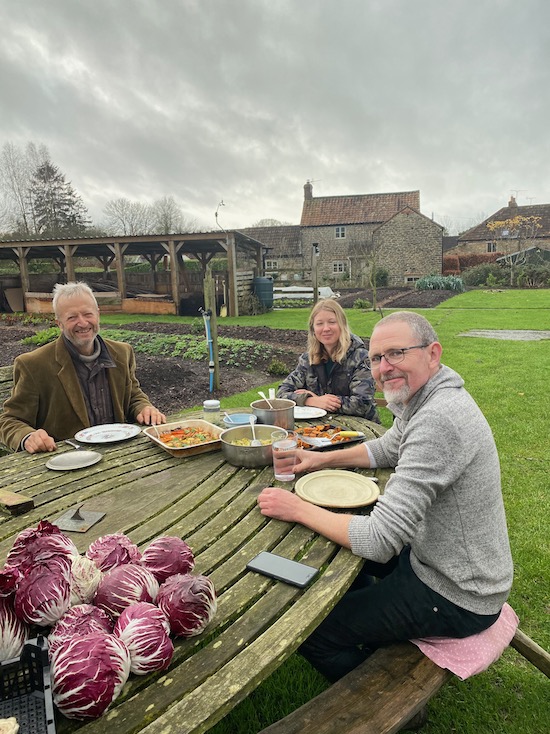 Harvest day lunch in the garden winter solstice!