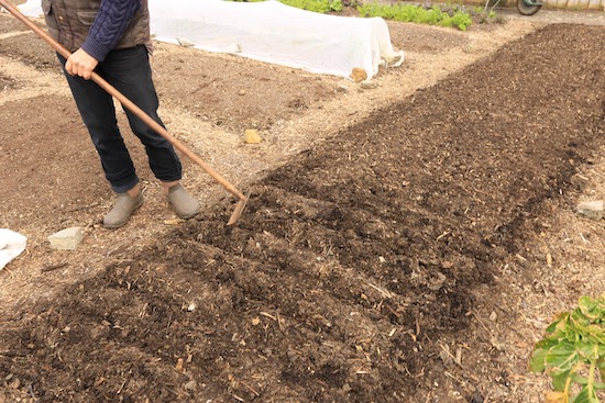 I use a rake to level the surface