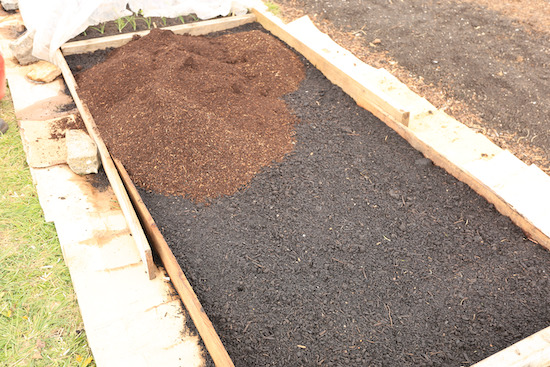 Showing the brown colour of woodchip compost
