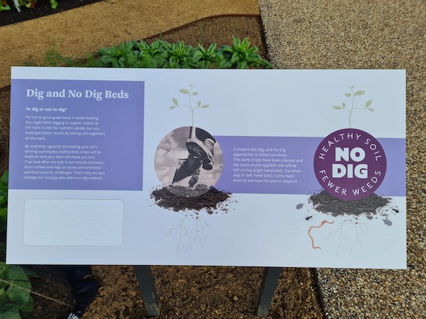One of the RHS signs explains no dig, at Wisley