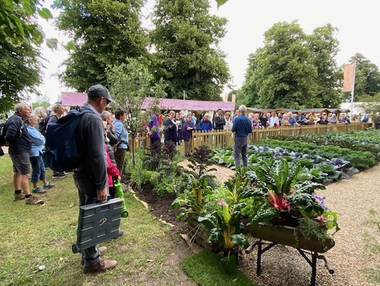 Hampton garden and Charles talking, huge crowds