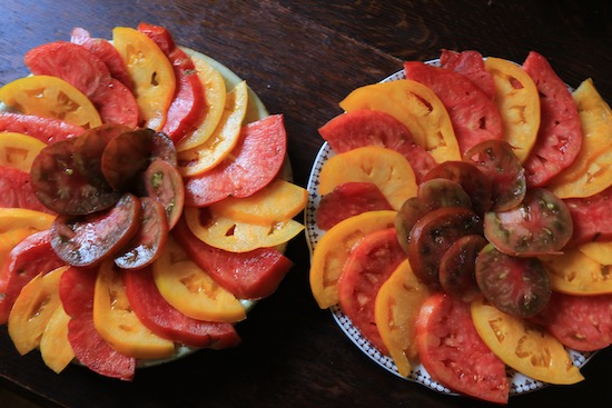 Beef tomato salad for course lunch, Brandywine & Black Russian by Cat Balaam