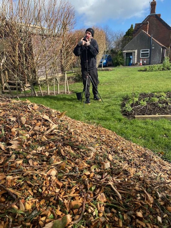 Alessandro Vitale filming for woodchip video at Homeacres on 26th February