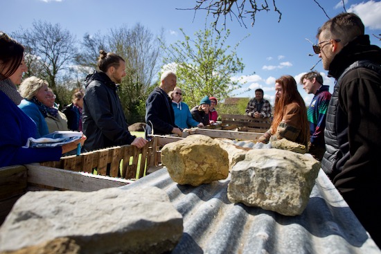 Showing course participants the pallet compost heaps
