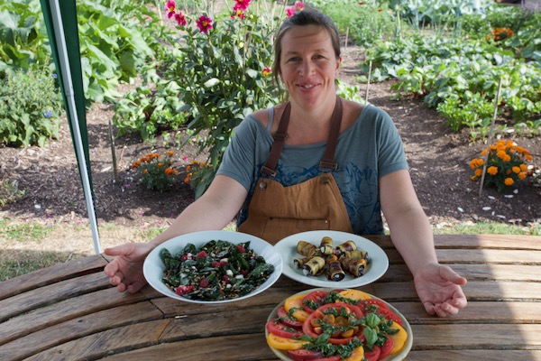 Cat Balaam with dishes, the last few to photograph for the cookbook