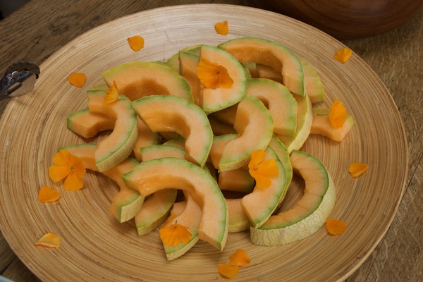 Slices of Emir F1 Charentais melon, taste as good as they look, this was for a course lunch