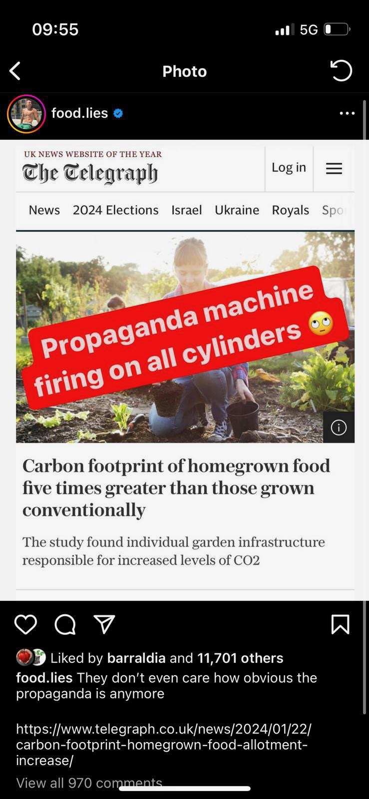 Strange newspaper story decrying the value of homegrown food