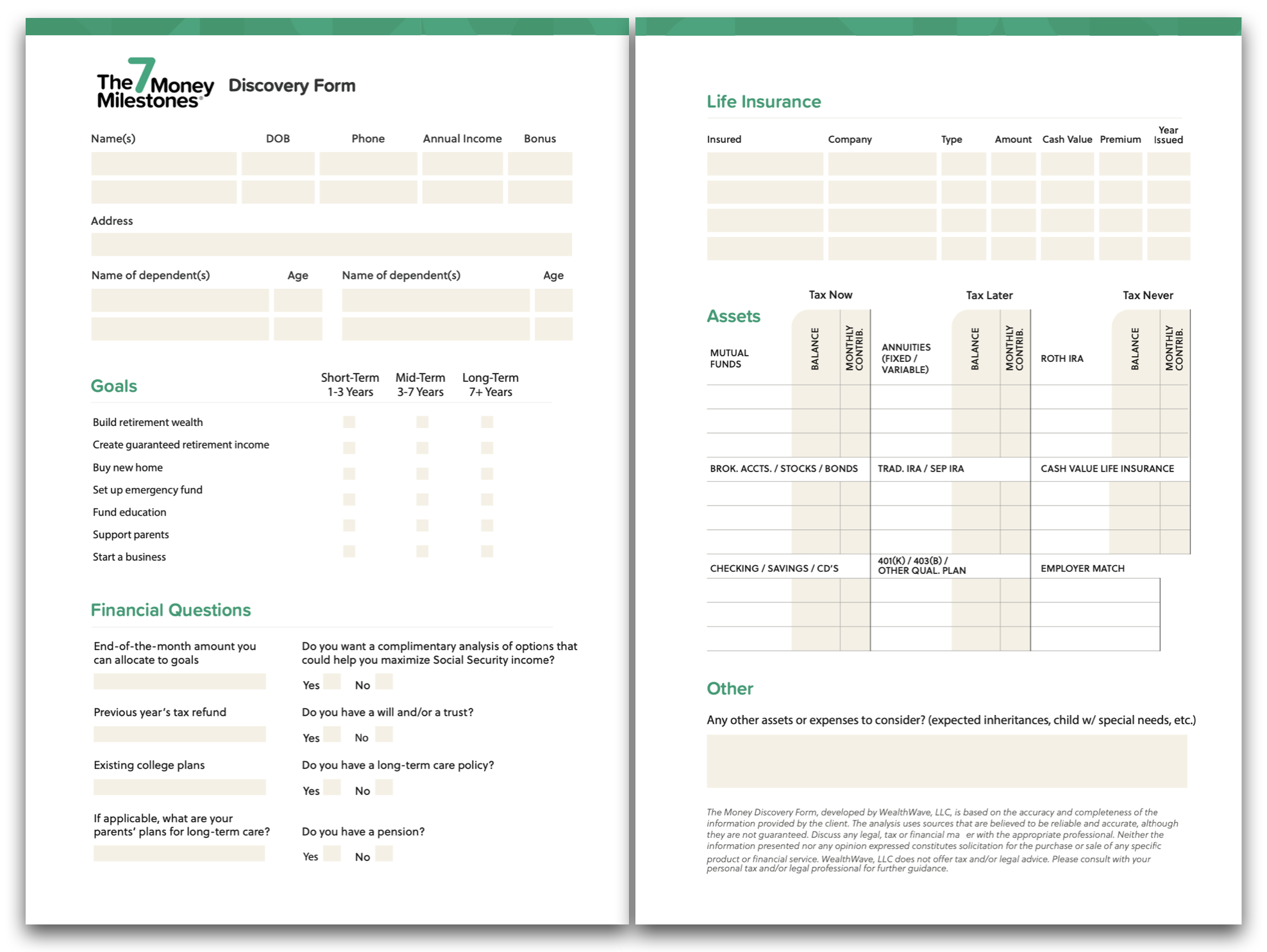 Money Discovery Form Fillable PDF