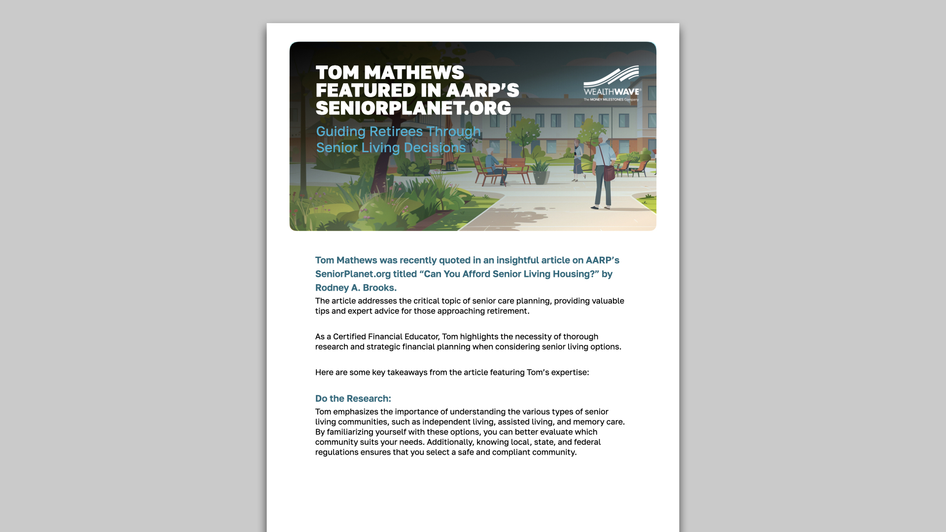 Featured in AARP's SeniorPlanet.org: Expert Insights on Senior Care Planning