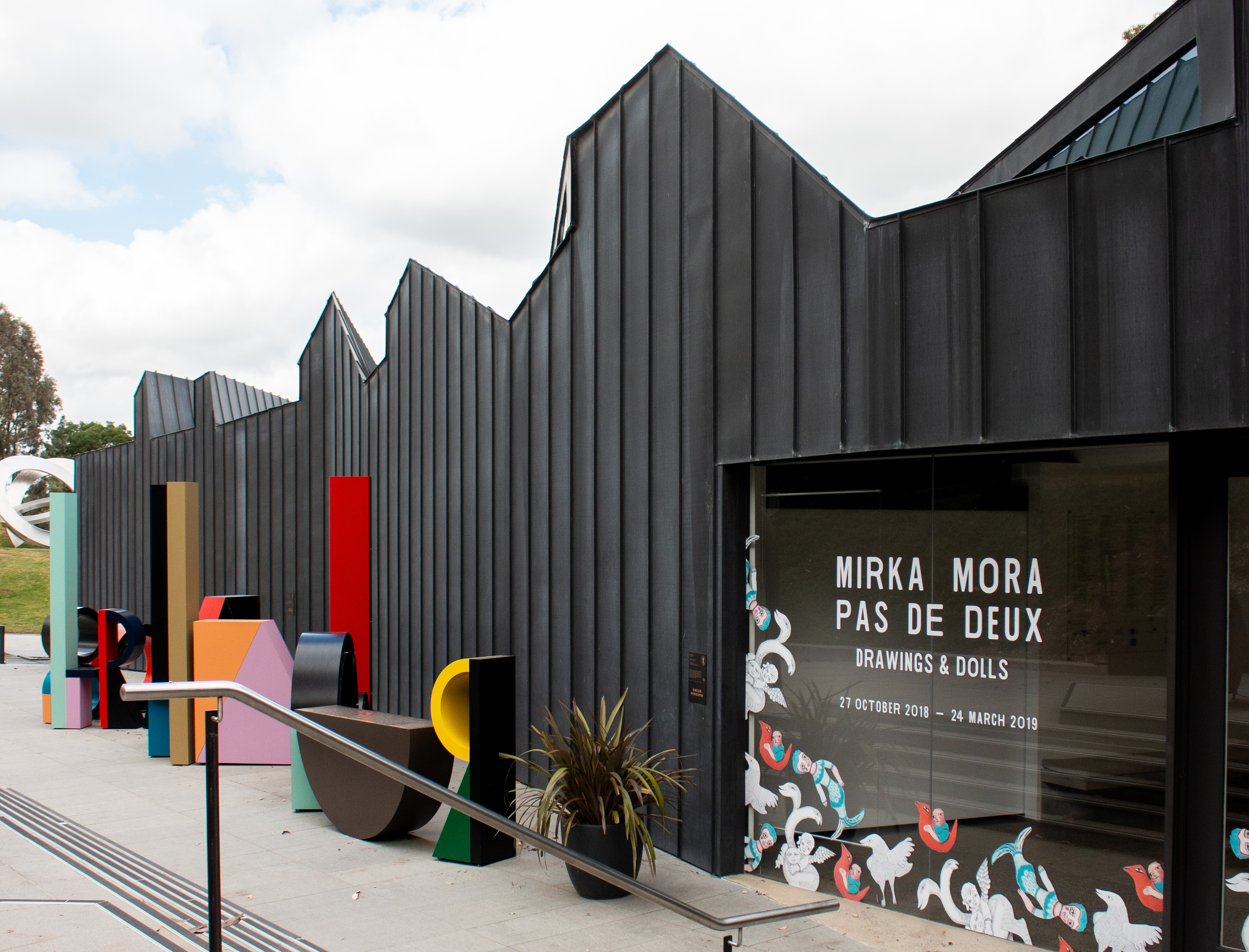 Photo of Heide Gallery with decals for the Mirka Mora Pas De Deux Exhibition