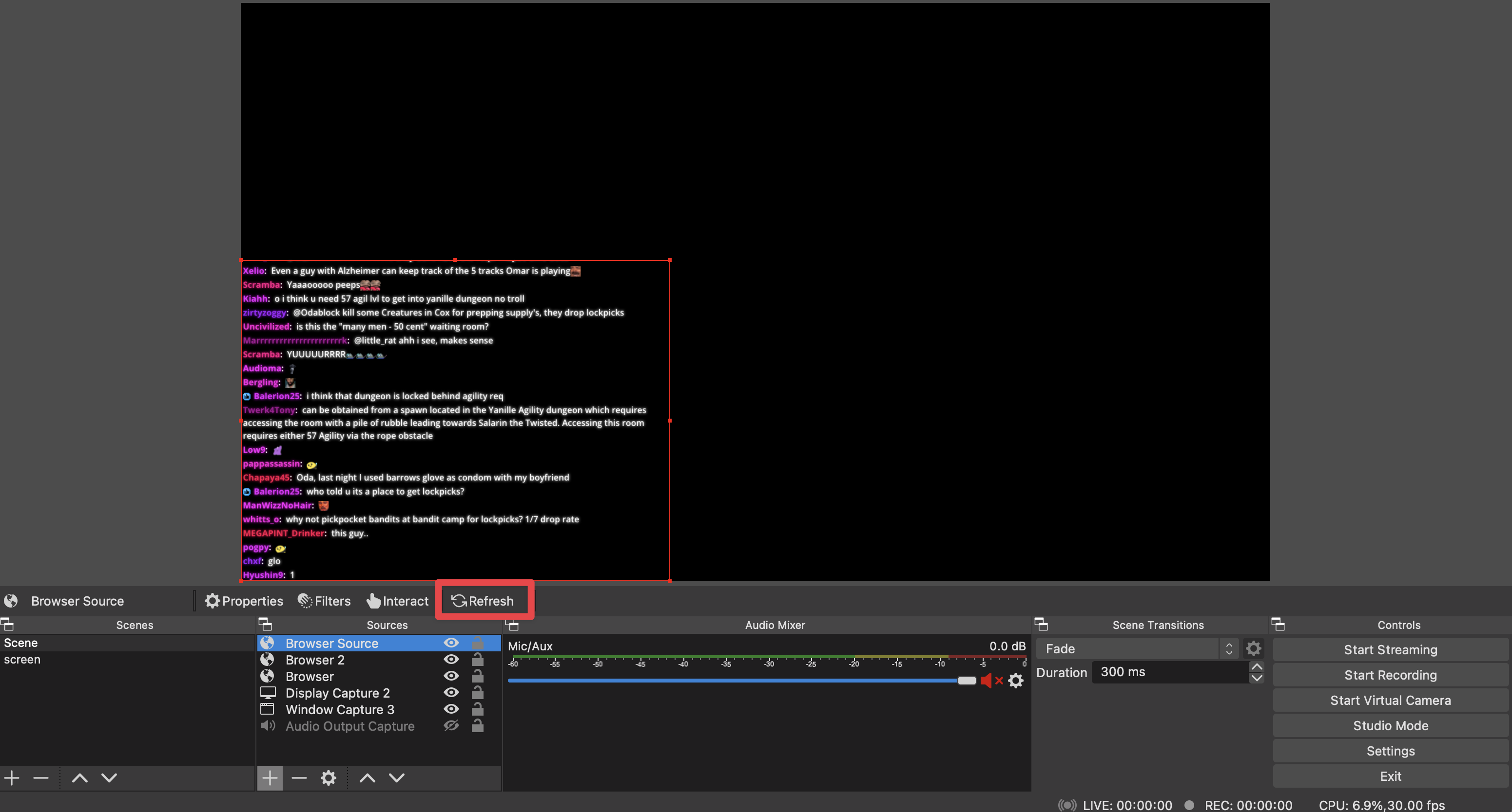 Testing out the chat overlay and changing configuration settings
