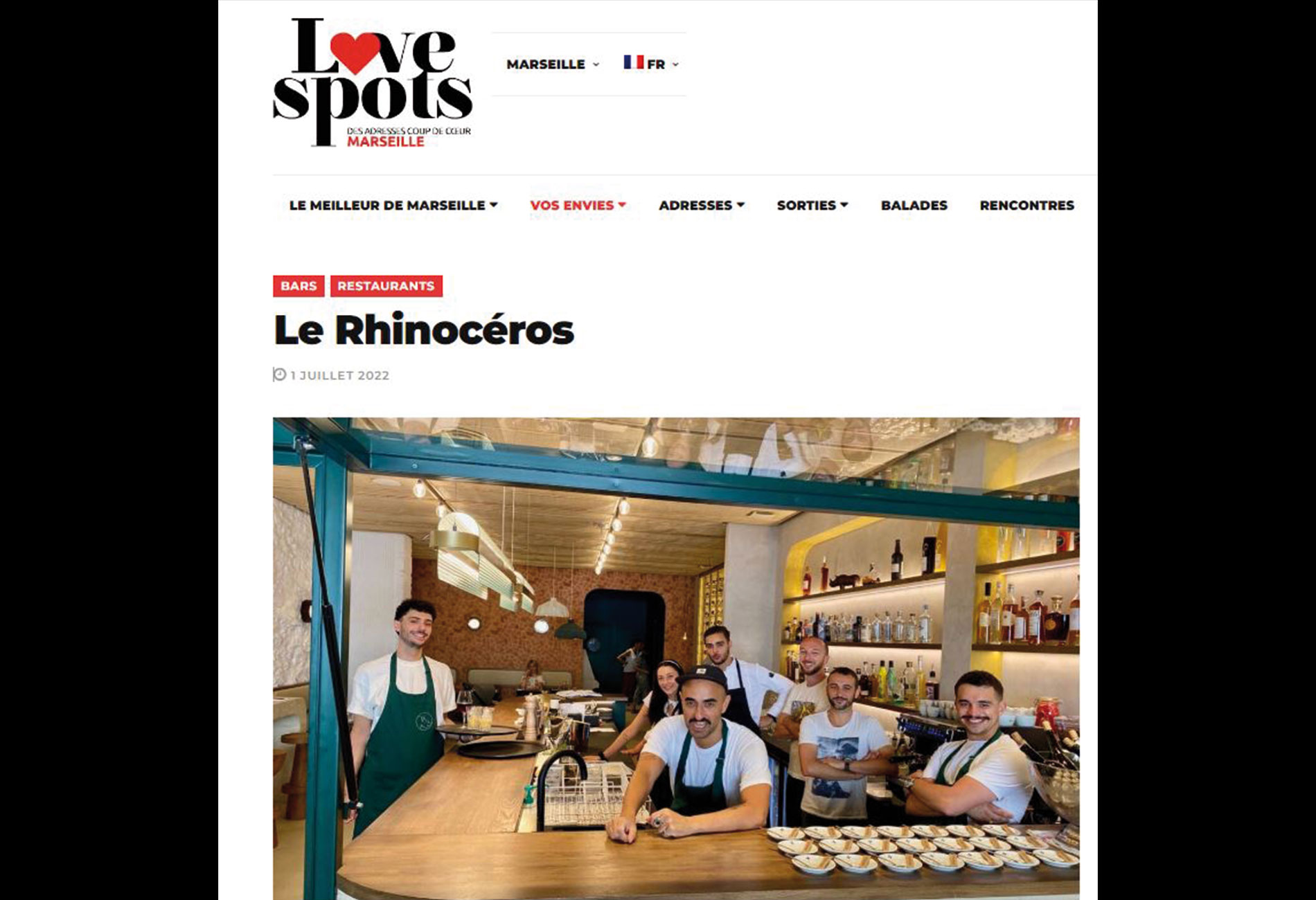 Love Spots parle du Restaurant "Le Rhinocéros"