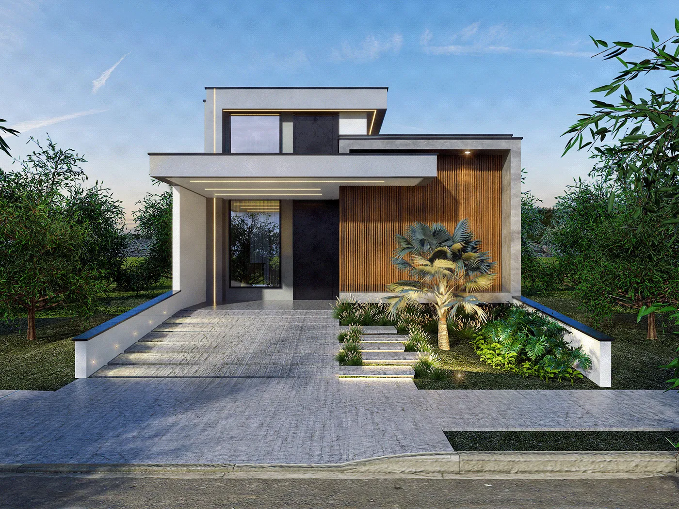 Imagem frontal de uma casa.