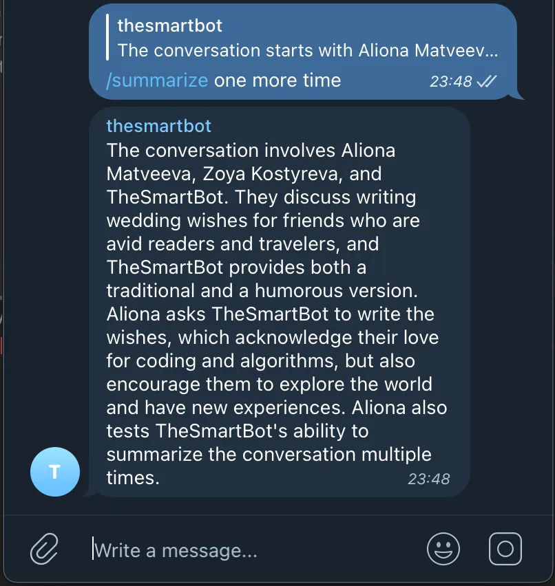 Hyperskill Blog Telegram Conversation Summarizer Bot with ChatGPT