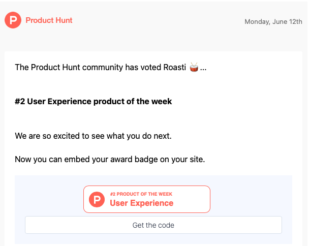 Roasti Award
