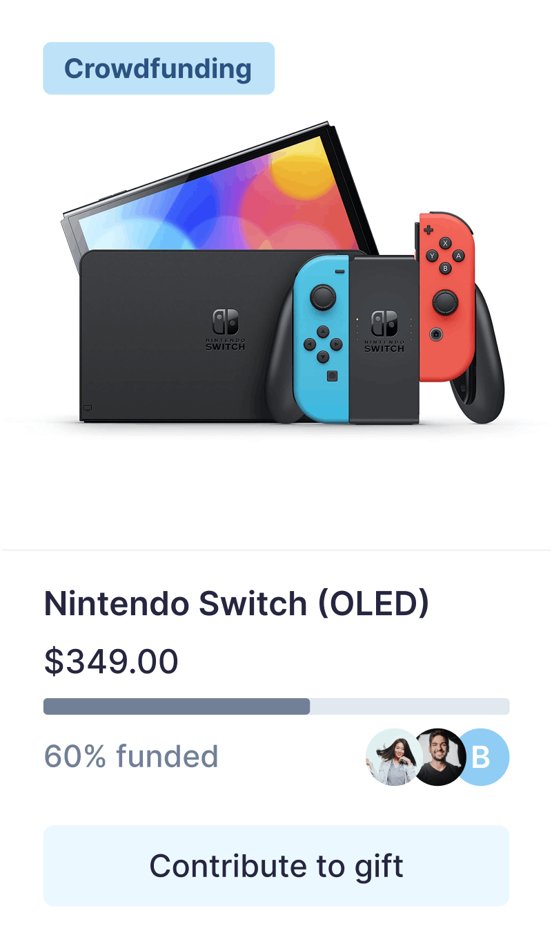 A modal showing the gift adding option of a Crowdfunding Gift to a user's Wishlist