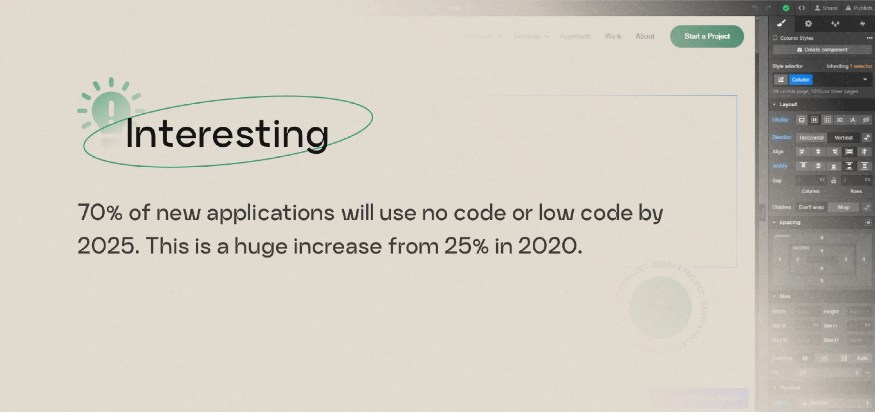 70% of new applications will use no code or low code by 2025