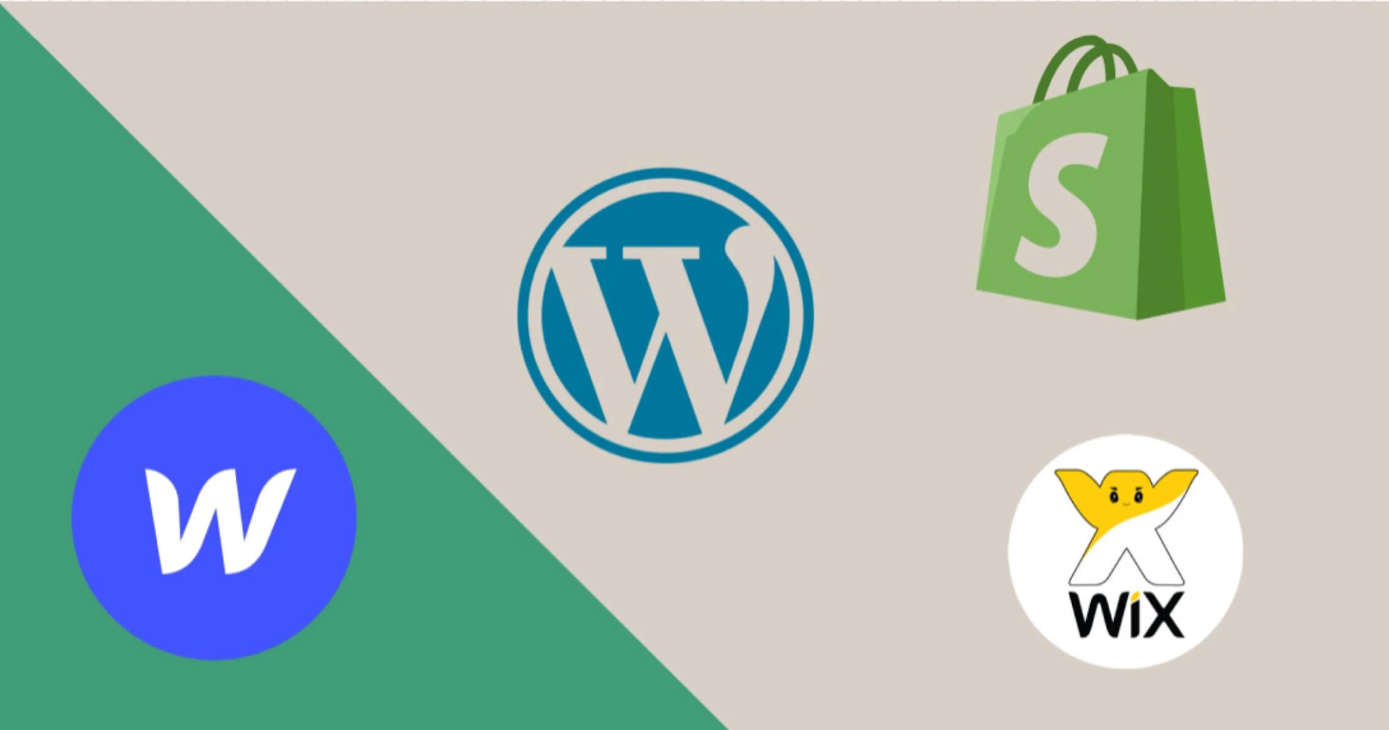 Logos of Webflow, Wordpress, Shopify and Wix