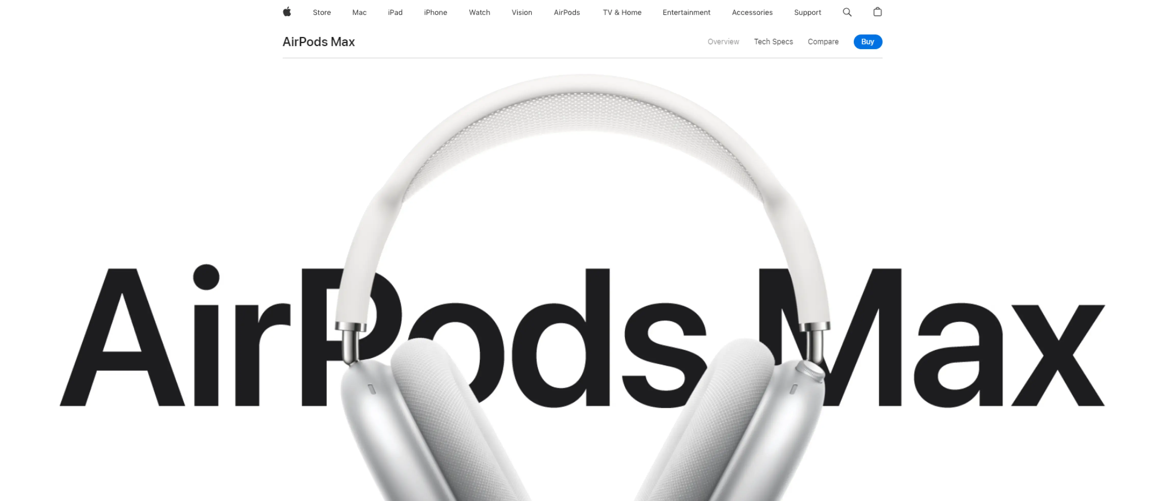 Apple AirPods Max Landing page screenshot