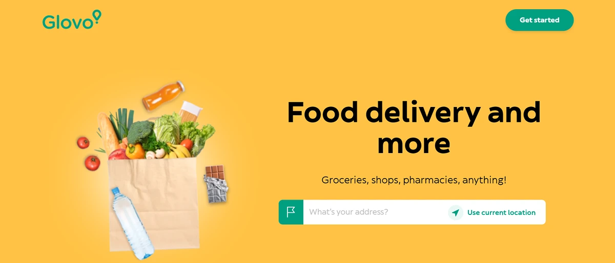 Screenshot of Glovo's website