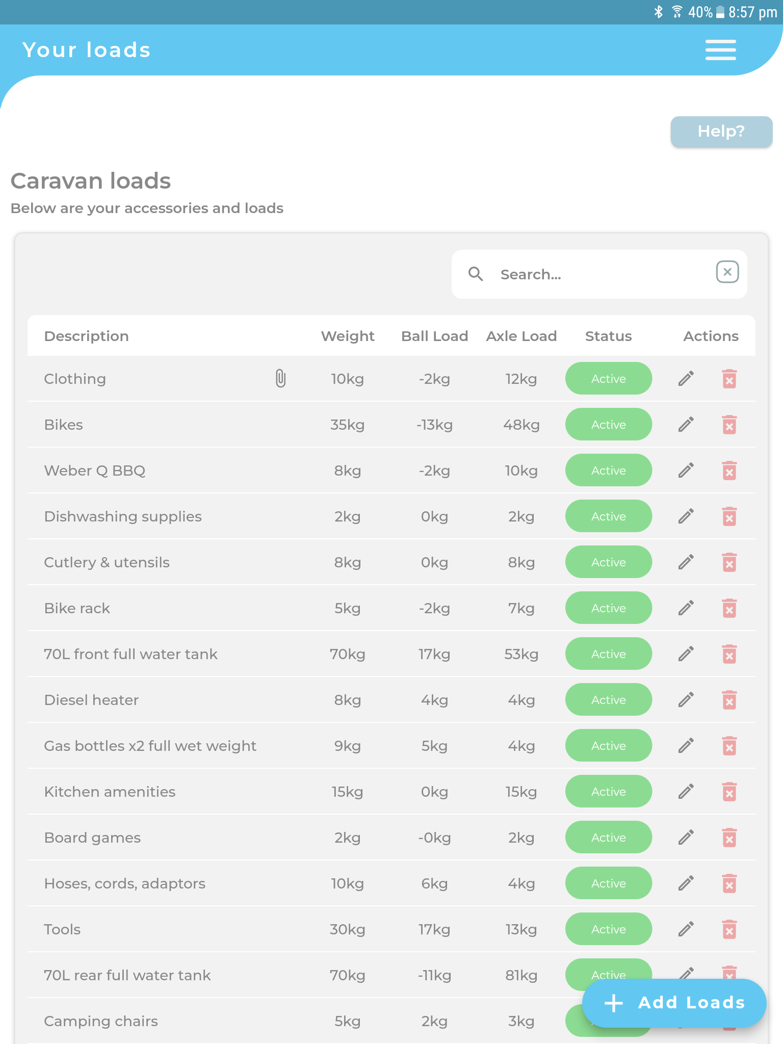 Loadmate Ultimate Caravan Weight Management Tool