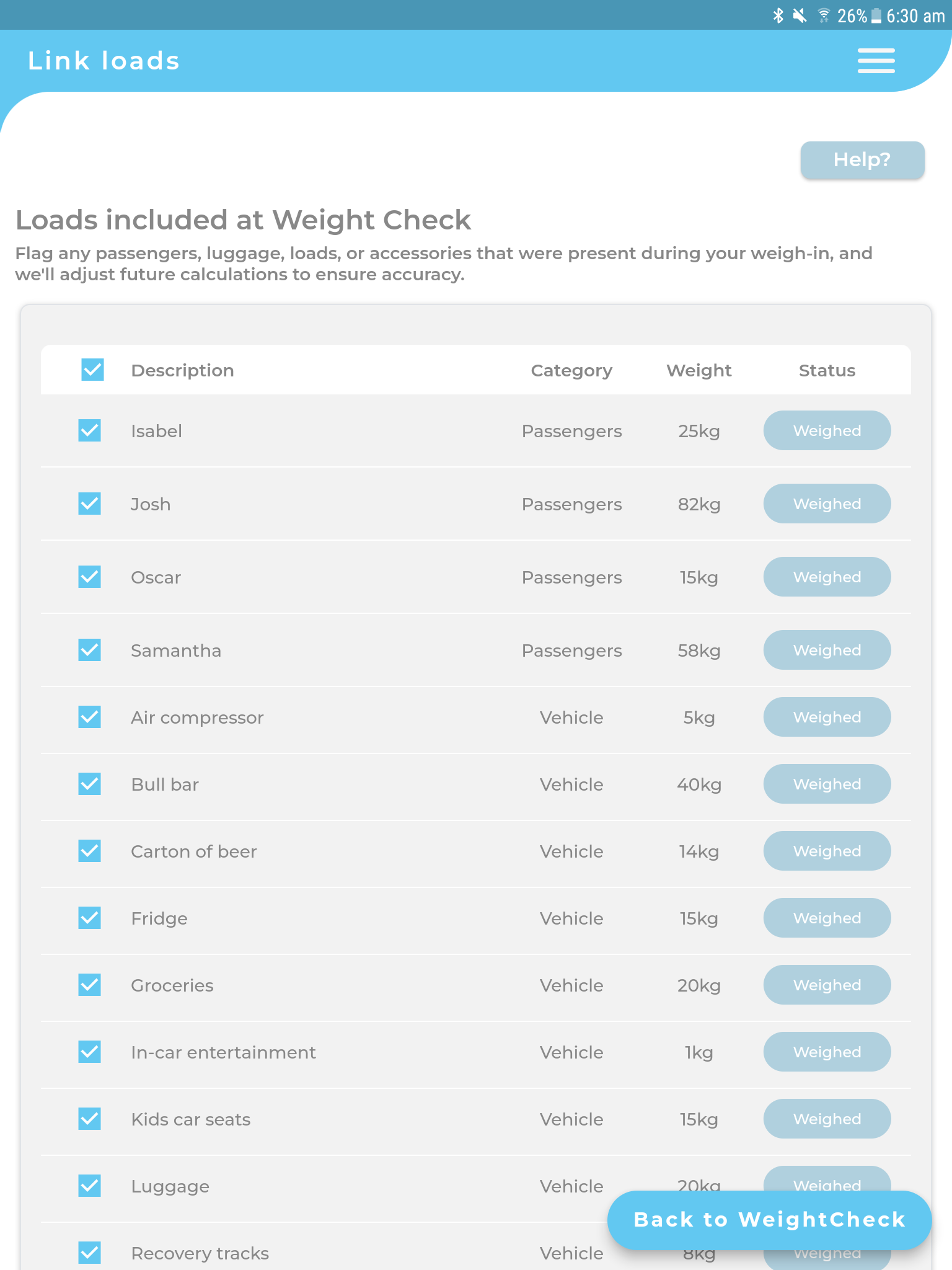 Loadmate Ultimate Caravan Weight Management Tool