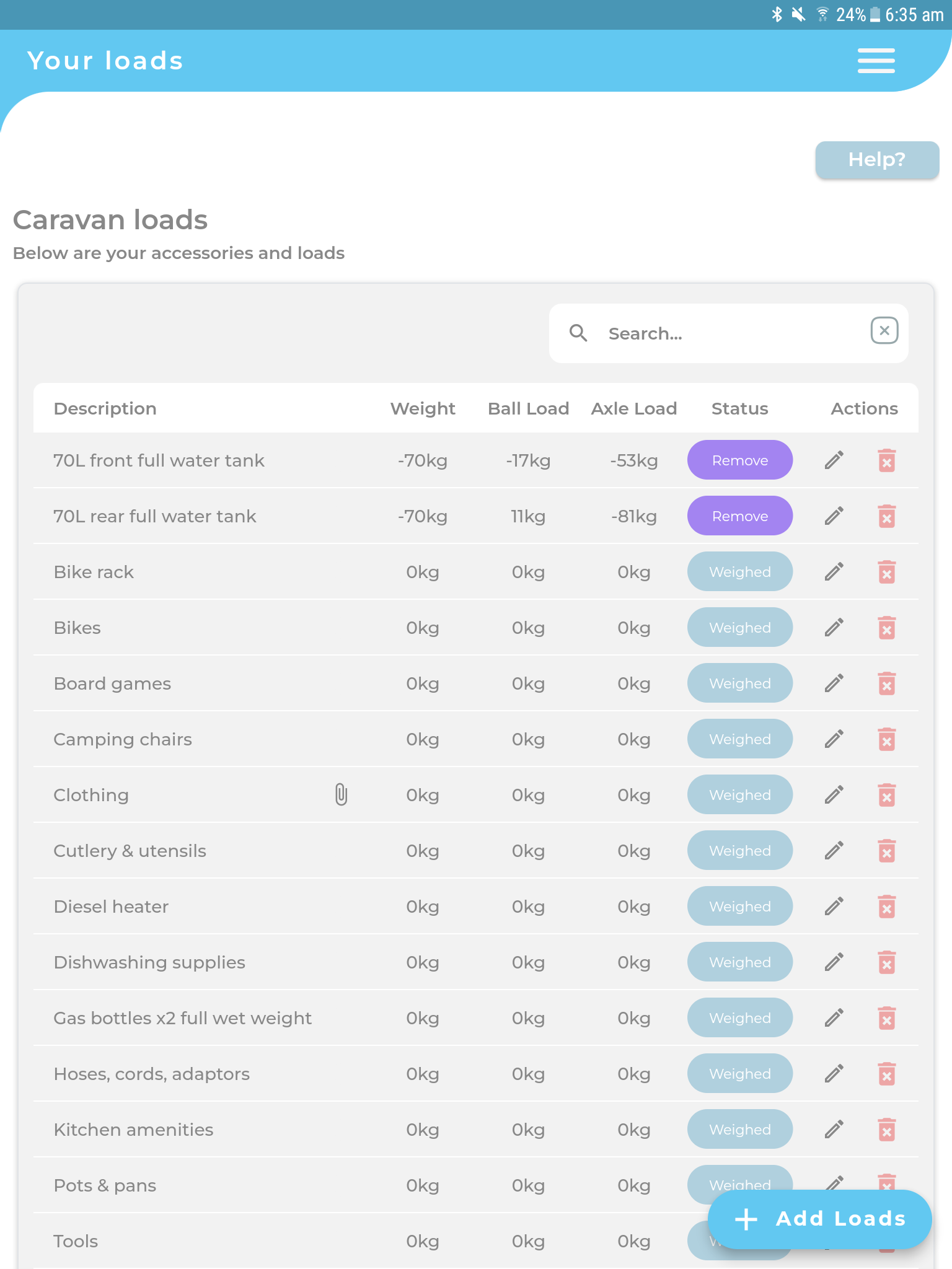Loadmate Ultimate Caravan Weight Management Tool