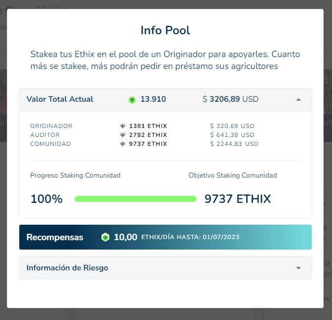 Pantallazo Stake completado