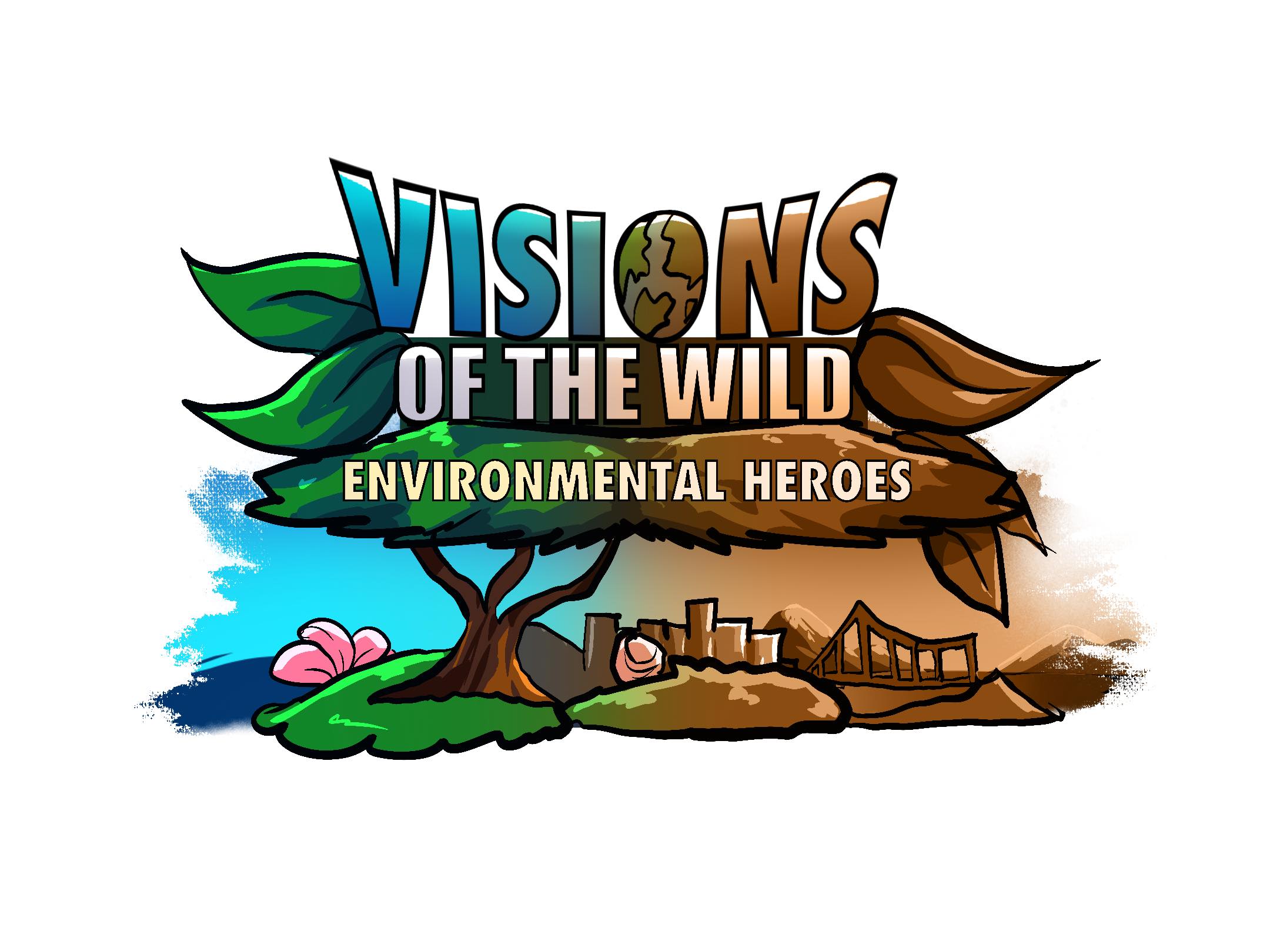 Visions of the Wild logo with a large tree and city skyline and a bridge and the water