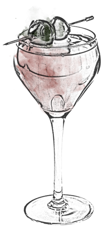 Illustration of a Mechanized Manhattan Craft Cocktail