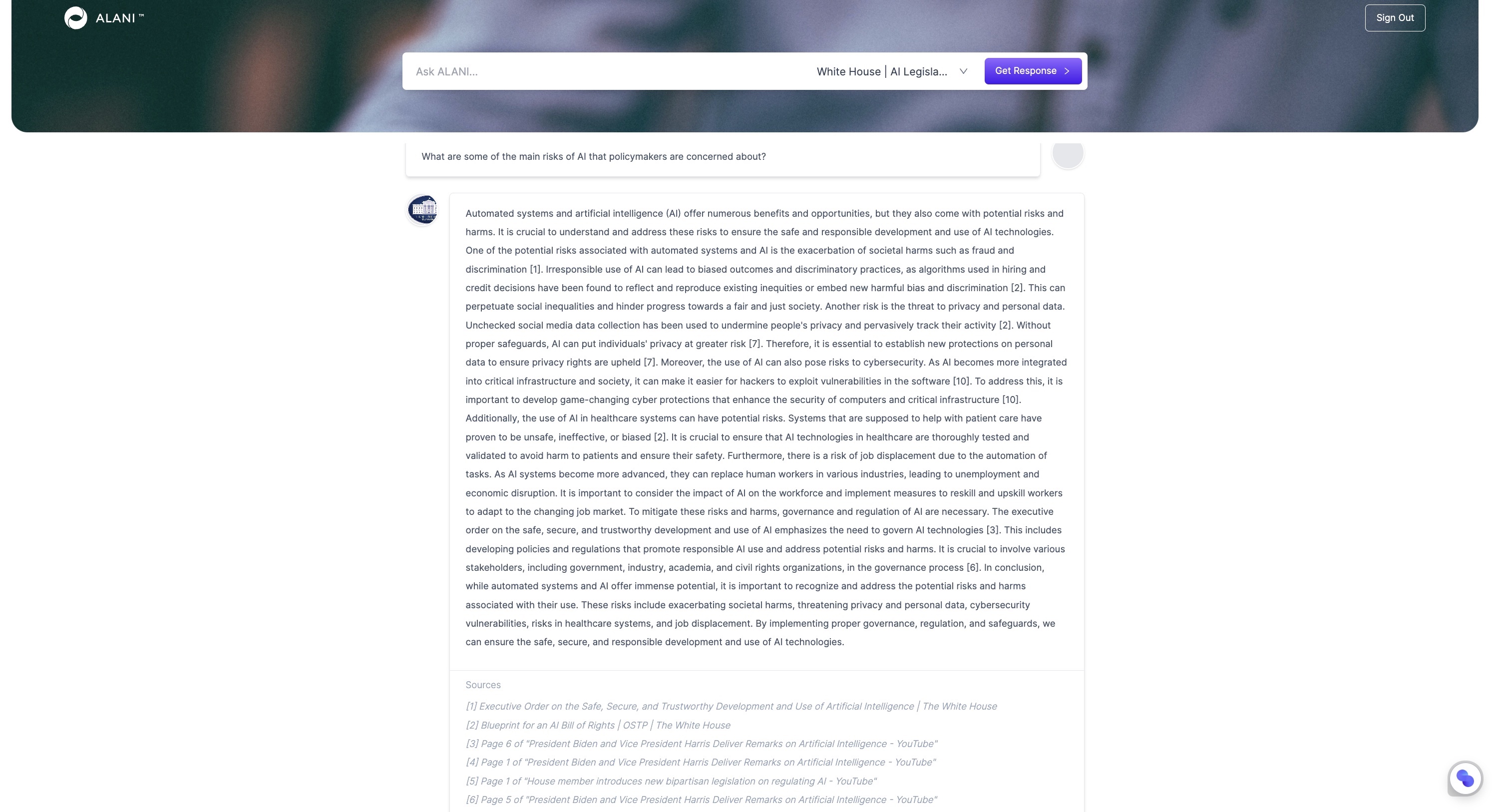 ask alani about AI policy