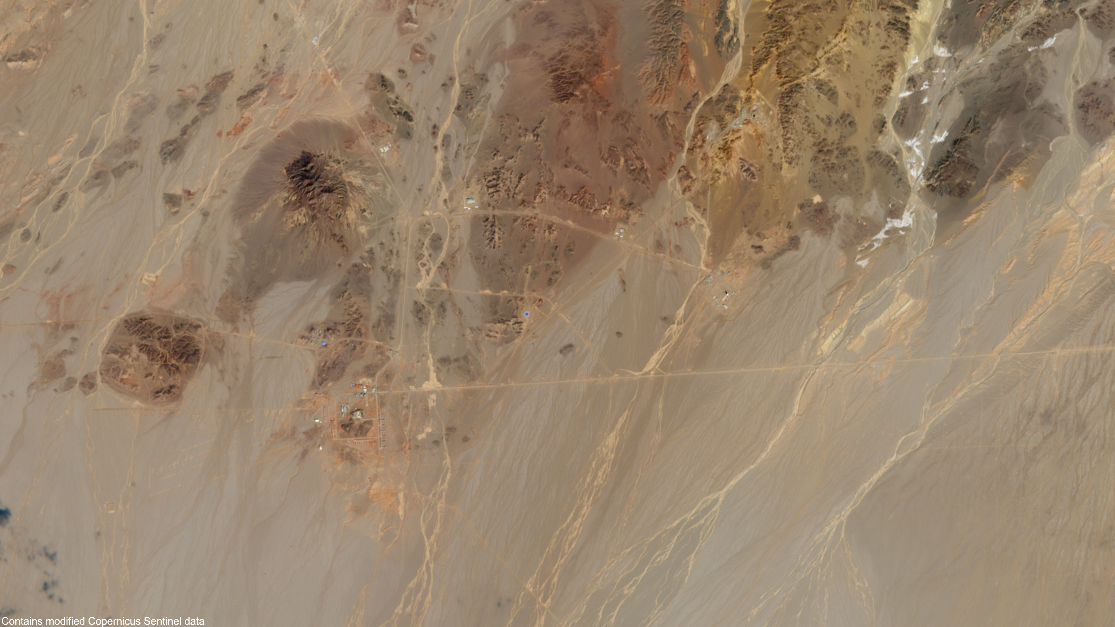 A Sentinel-2 satellite image of the Semnan Space Center in Iran