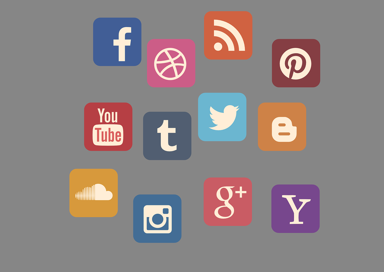 Graphic illustration of different social media platform icons