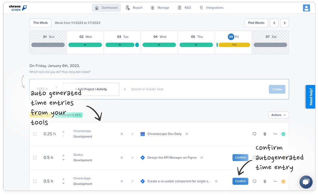 Chronoscope time tracking