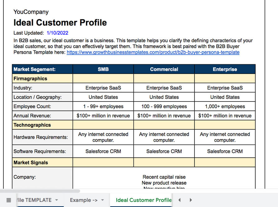 Ideal Customer Profile (ICP) Template | Growth Business Templates