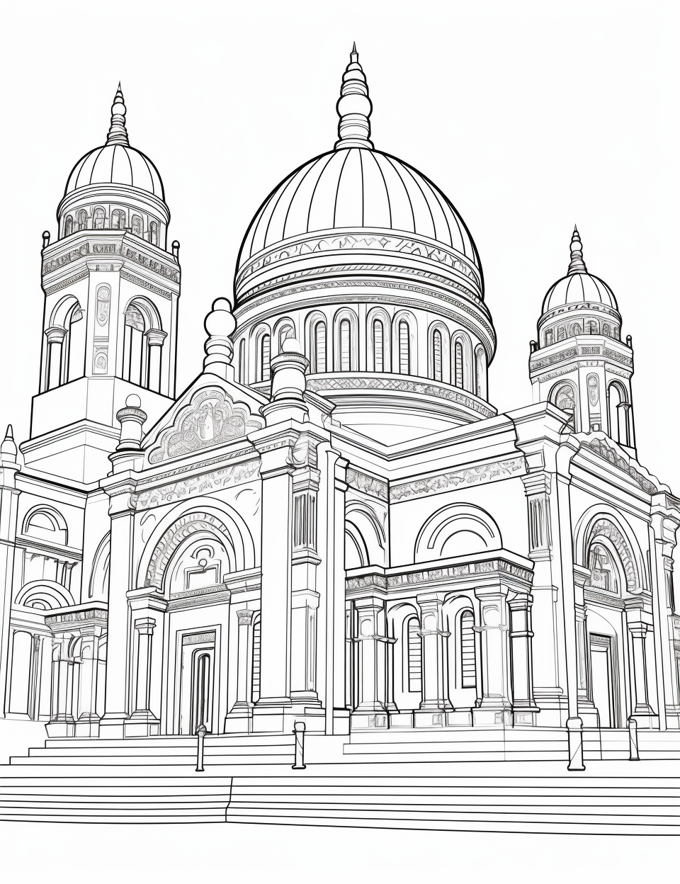 Color Craftables | Coloring Pages | Ancient Temple Coloring Page