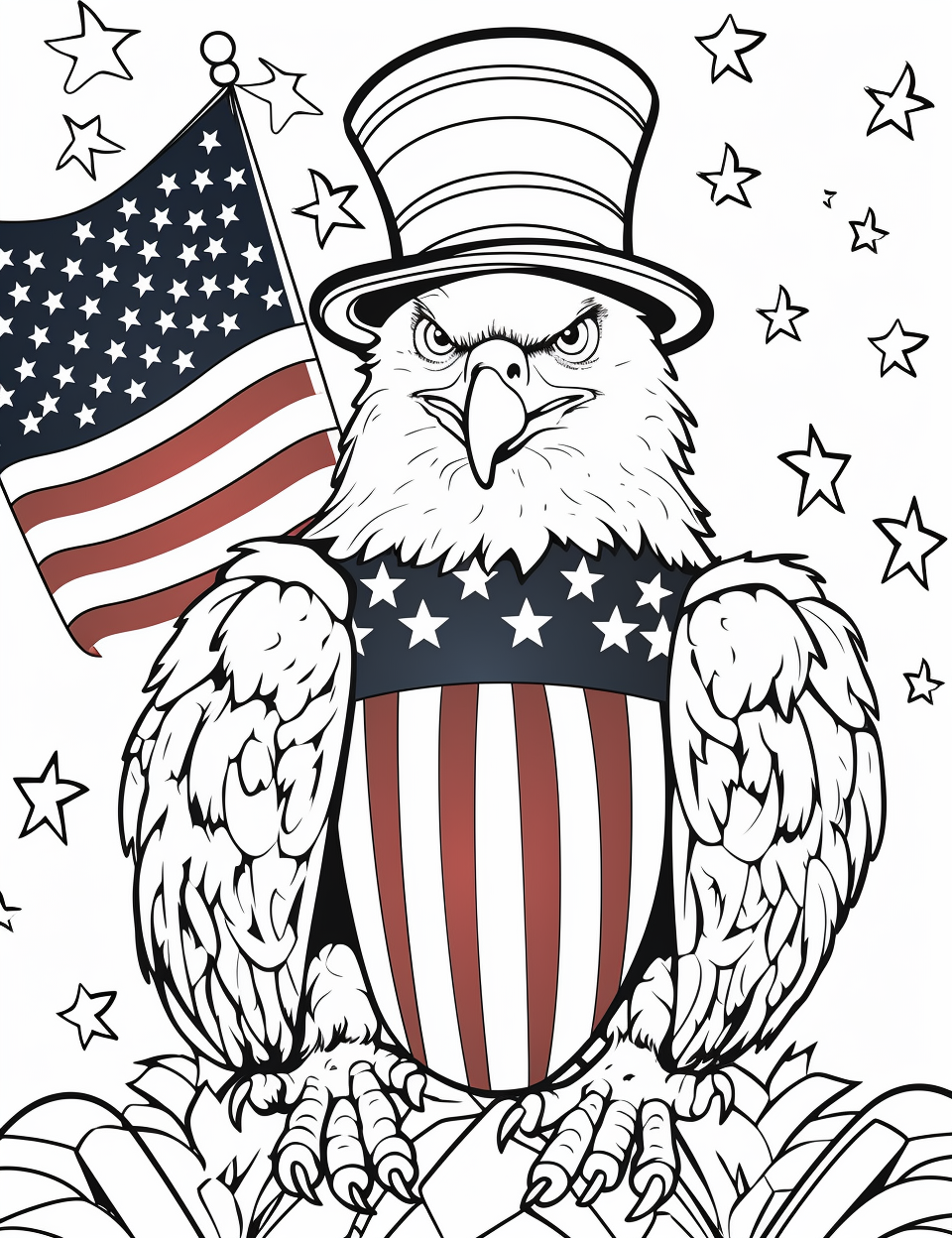 Color Craftables | Coloring Pages | Holiday - 4th of July - Bald Eagle