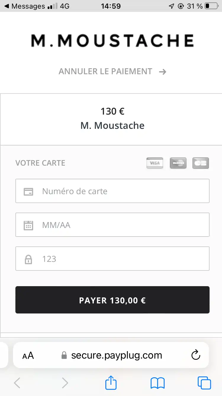paiement sur mobile via Payplug