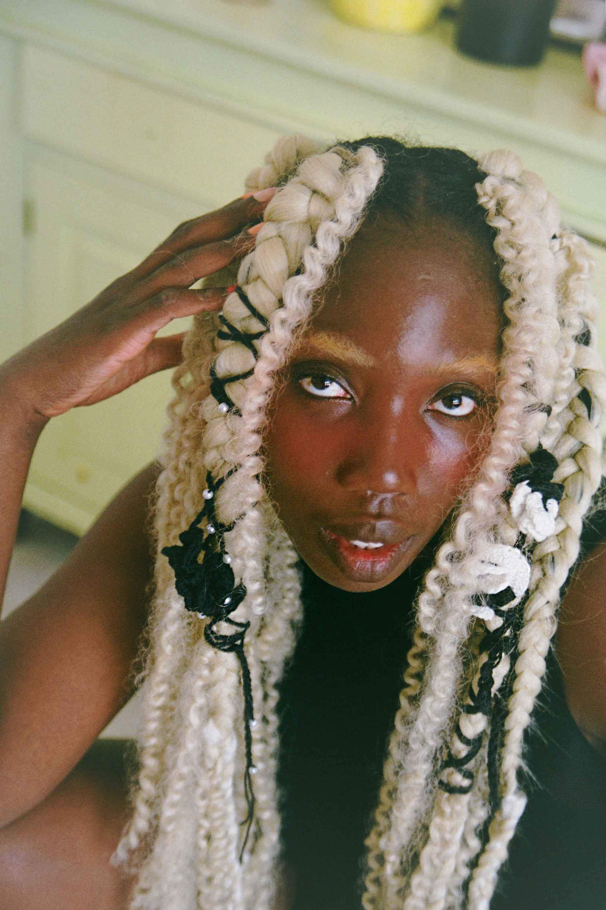 A girl with curly hair