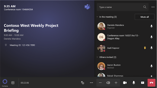 een afbeelding van de instellingen die beschikbaar zijn in een vergadering