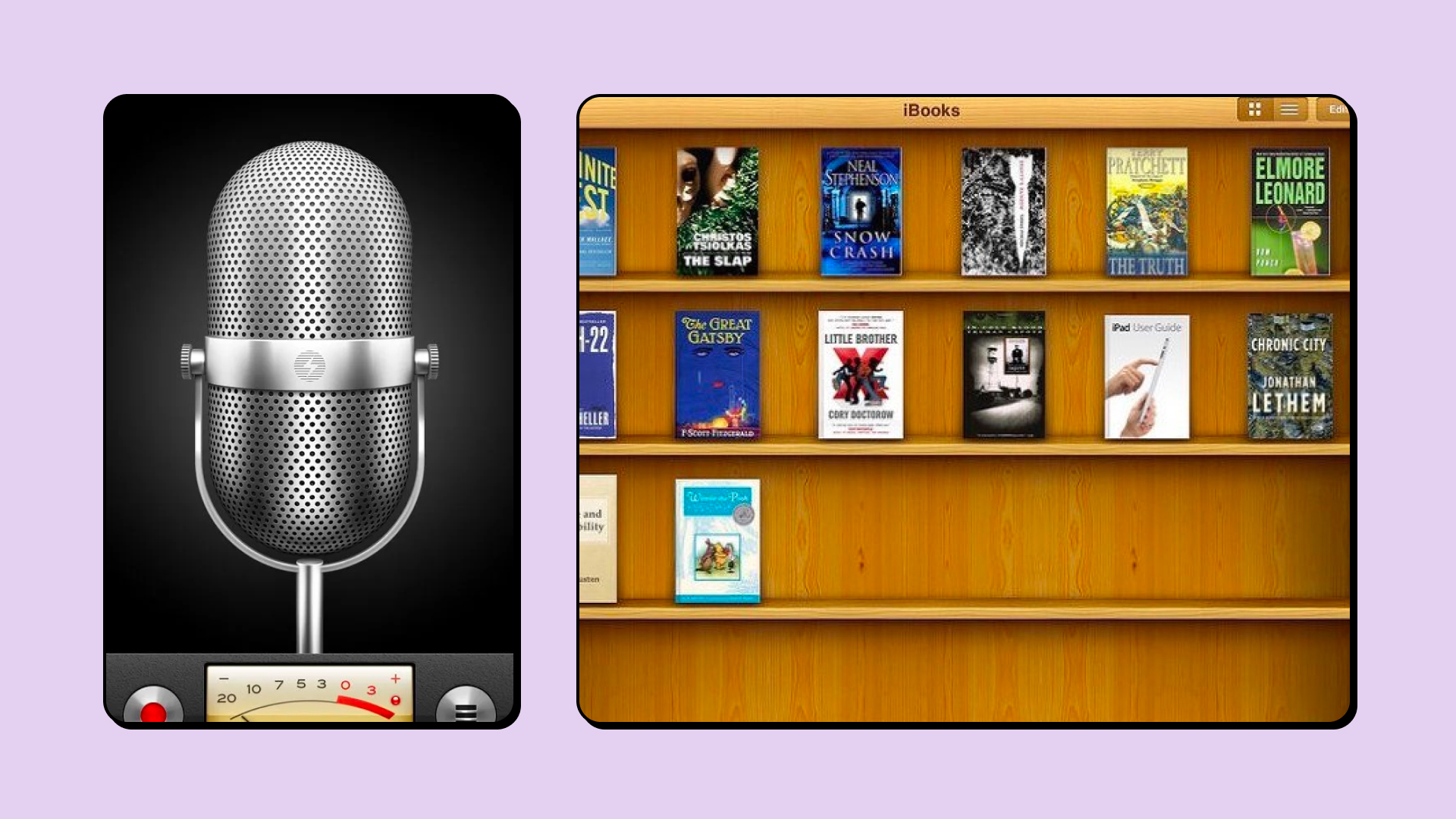 Exemples d'interfaces dans le style skeuomorphism, utilisées pour le premier iPhone