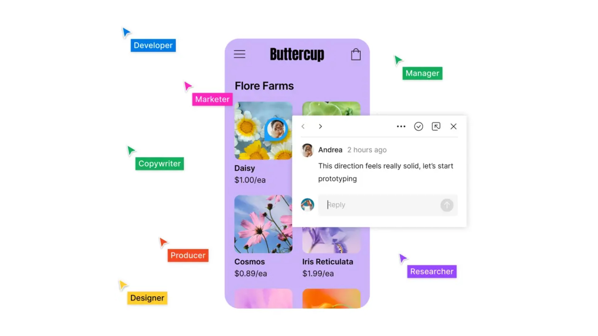 Interface Figma montrant la possibilité de collaborer en temps réel