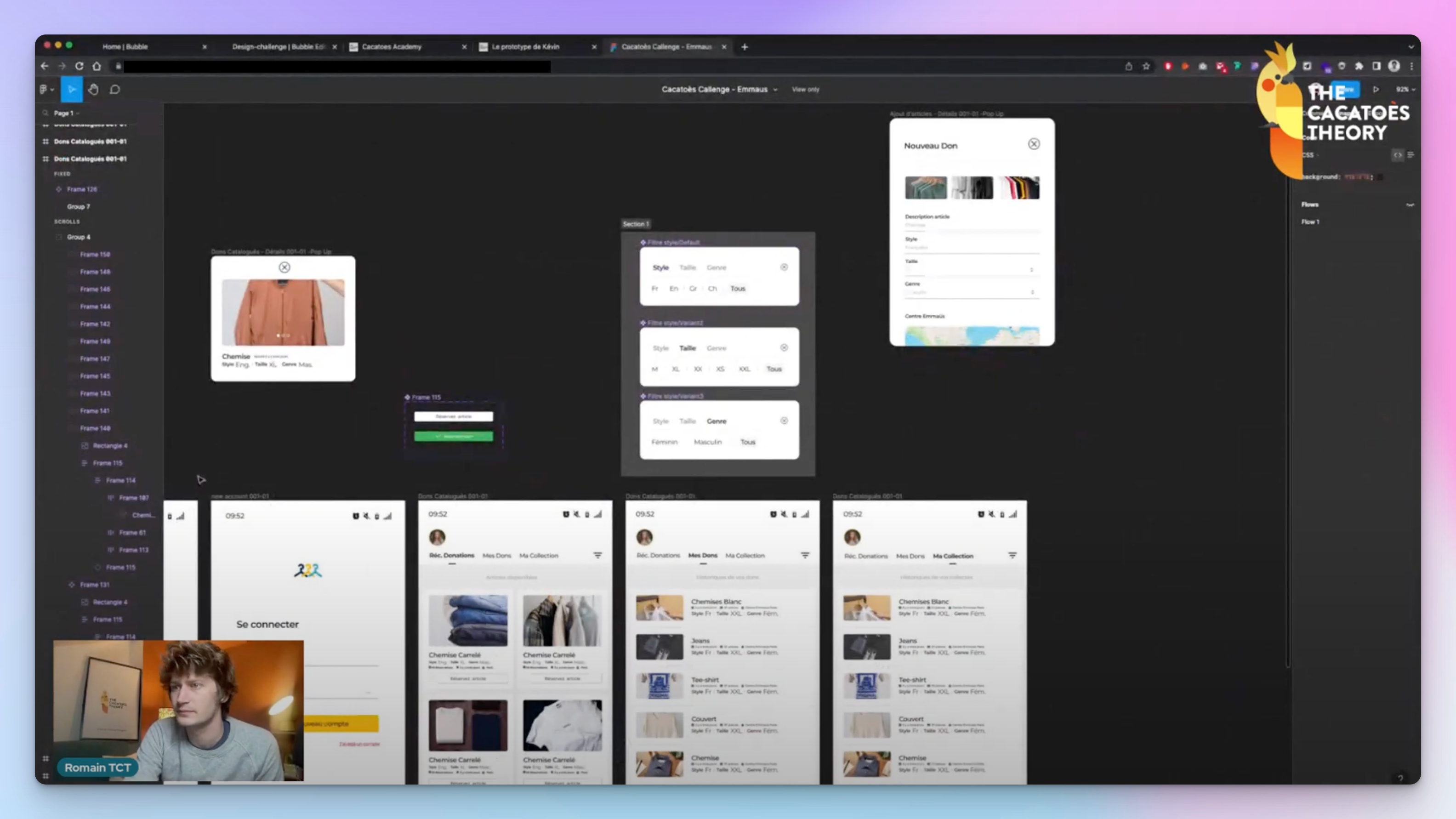 Capture d'écran de Romain Dao commentant une maquette sur Figma