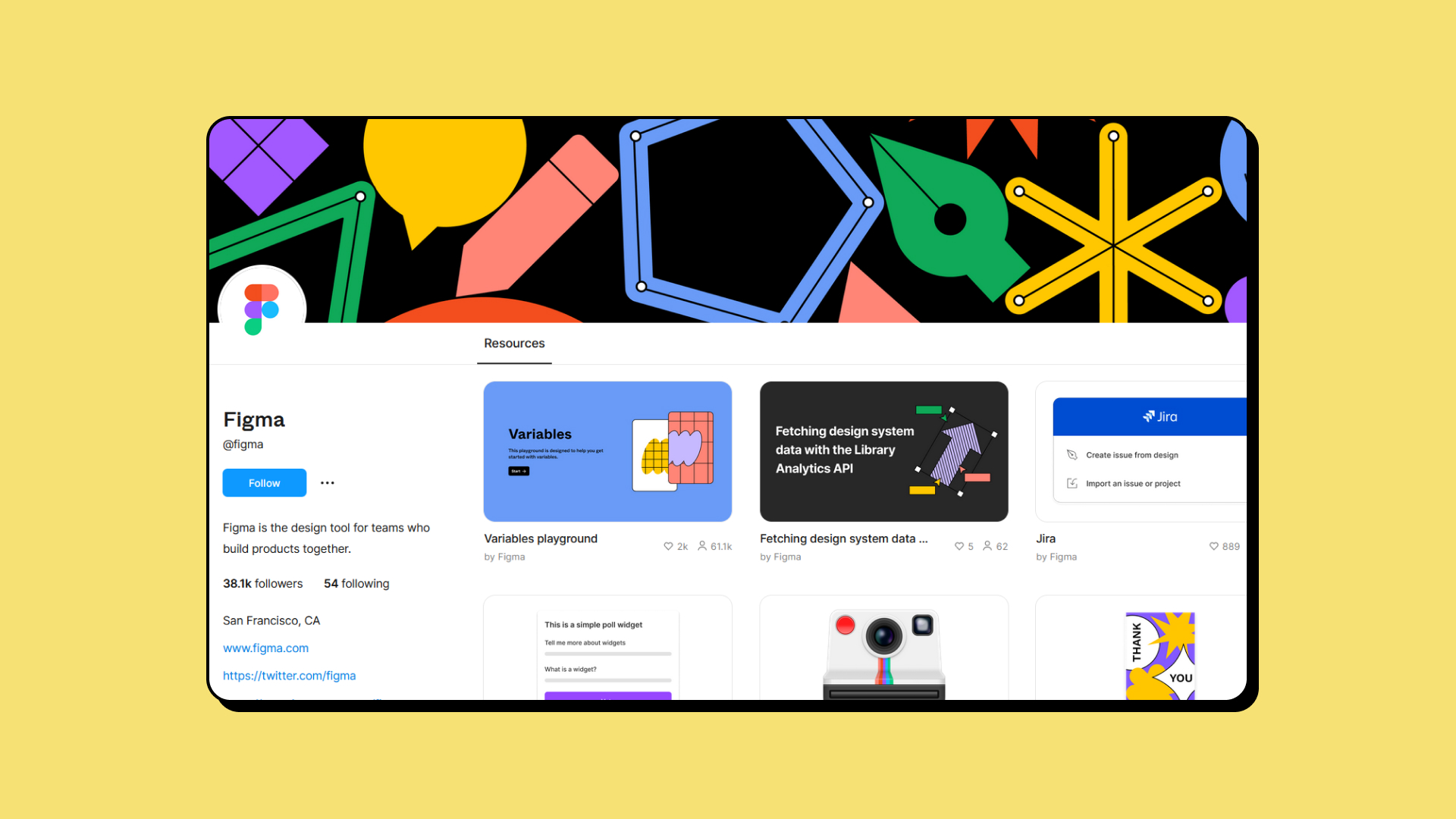 Capture d'écran du profil Figma Community de Figma