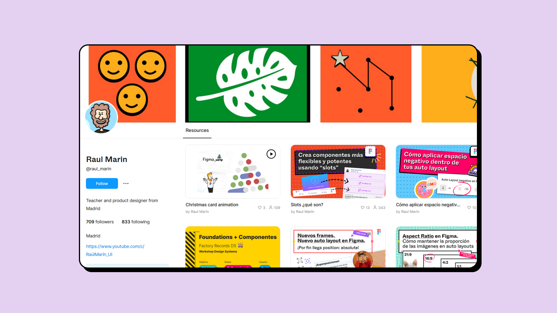 Capture d'écran du profil Figma Community de Raul Marin