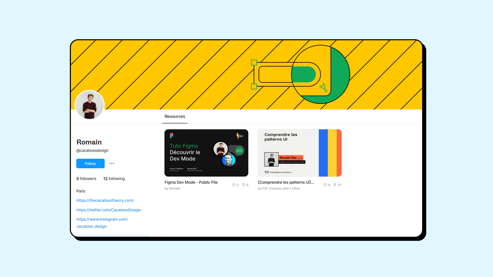 Capture d'écran du profil Figma Community de Romain Dao