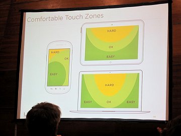 Komfortní zóny pro ovládání mobilního telefonu, tabletu a dotykového notebooku.