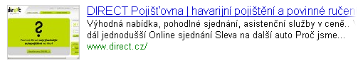 Dlouho neaktualizovaný náhled webu pojišťovny Direct