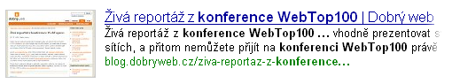 Aktualizovaný náhled stránky o konferenci WebTop100