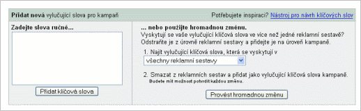 Nástroj pro úpravu vylučujících slov Nástroj pro úpravu vylučujících slov